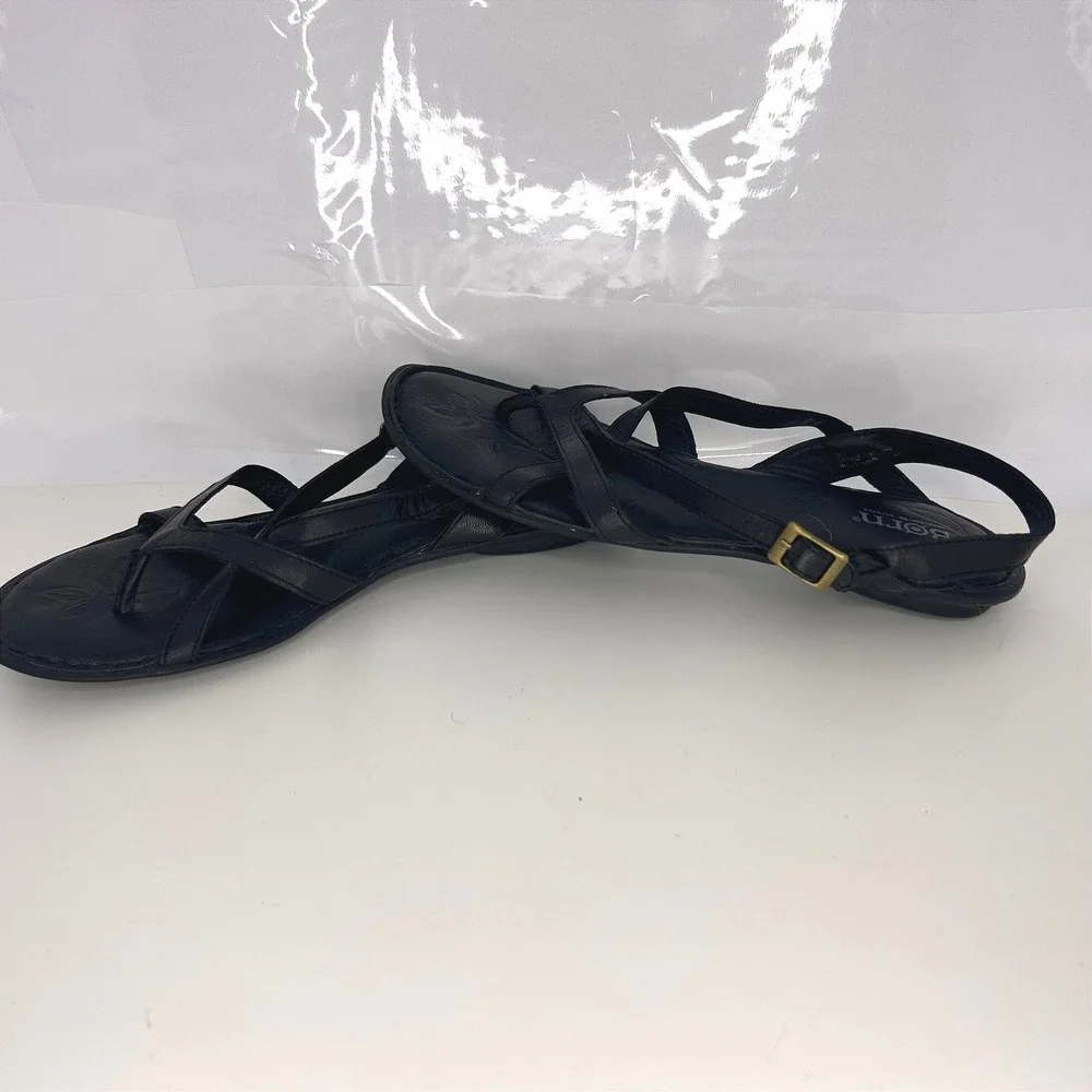 Born Leather Coastal Grandmother Strappy Slingback Sandals Size 8 Black
